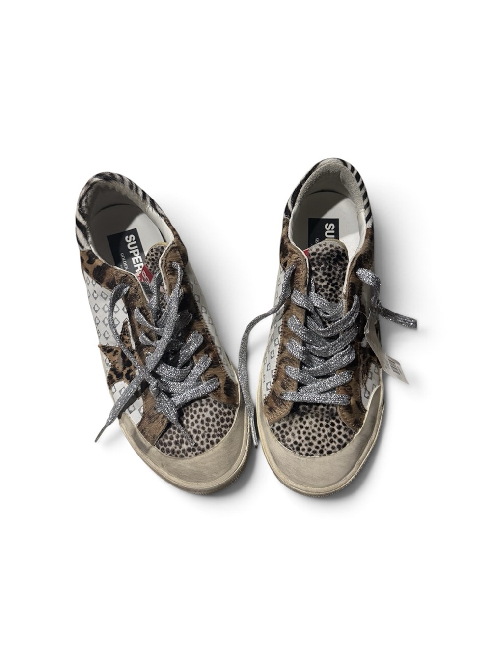 Golden Goose Leopard White Sneakers – Size 7